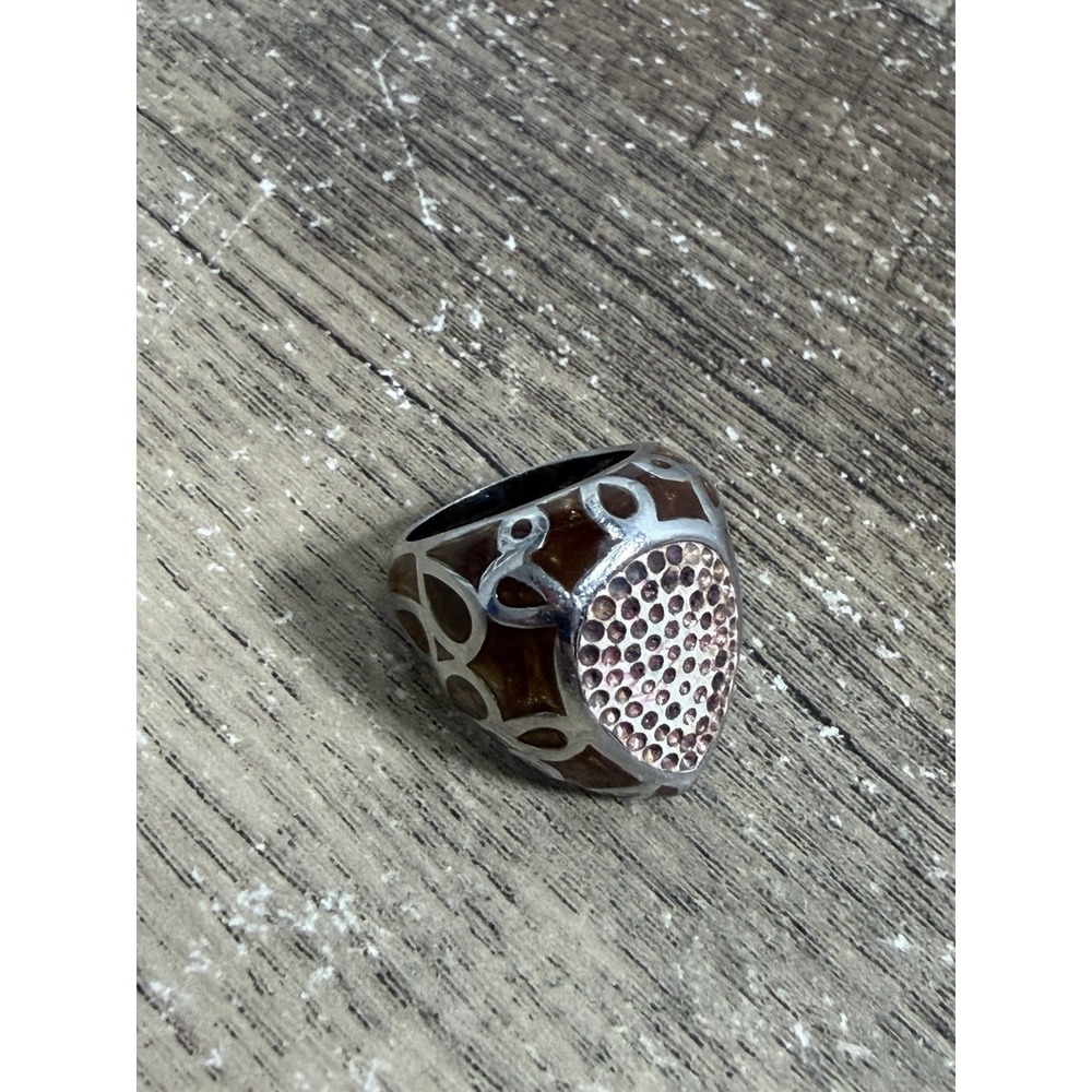 Edforce Silver Stainless Tone Wide Ribbed Statement Ring Stainless Steel